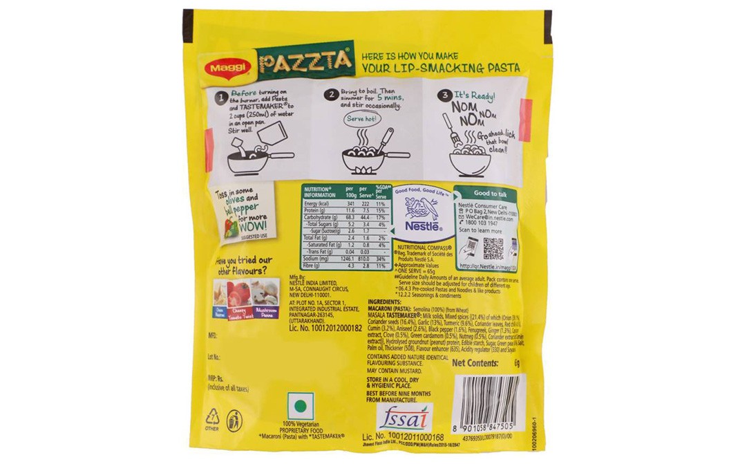 Maggi Pazzta Masala Penne   Pack  65 grams